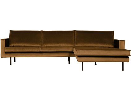 Sametová rohová pohovka Raden 300 cm, pravá