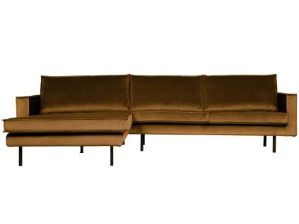 Sametová rohová pohovka Raden 300 cm, levá