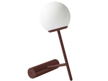 Vínově červená kovová stolní lampa AUDO PHARE 23 cm