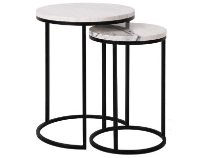 Set mramorových odkládacích stolků Lexington 45/34 cm