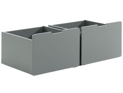 Set dvou šedých lakovaných zásuvek k patrové posteli Vipack Pino I. se skluzavkou