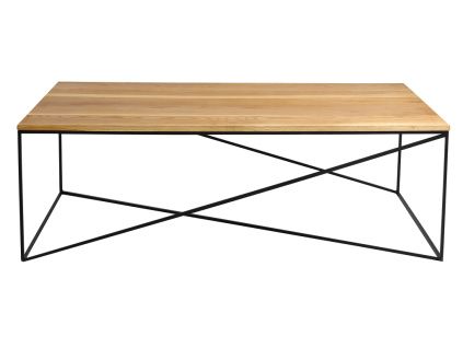 Přírodní masivní konferenční stolek Mountain s černou podnoží 140x80 cm