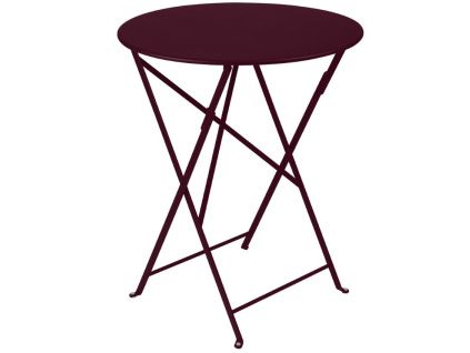 Třešňově červený kovový skládací stůl Fermob Bistro Ø 60 cm