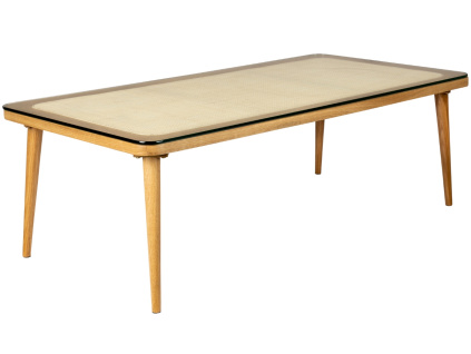 Dubový konferenční stolek WLL HARU 120 x 60 cm se skleněnou deskou