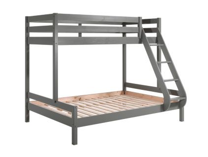 Šedá borovicová dvoupatrová postel Vipack Pino Martin 90 x 200 cm a 140 x 200 cm