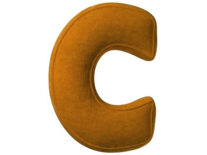 Cihlově oranžový sametový polštář písmeno C 40 cm