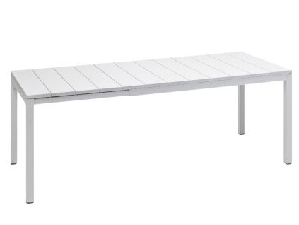Bílý rozkládací zahradní stůl Rio 140/210 x 85 cm