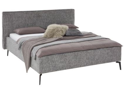 Šedá čalouněná dvoulůžková postel Meise Möbel Riva 180 x 200 cm s úložným prostorem