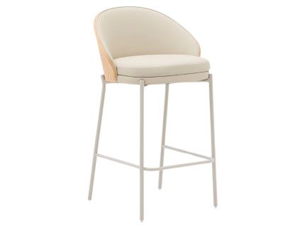 Béžová koženková barová židle Kave Home Eamy 65 cm