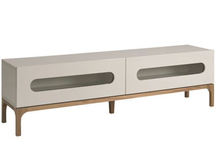 Šedý lakovaný TV stolek Angel Cerdá No. 3242, 180 x 41 cm