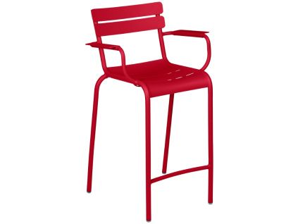 Červená kovová barová židle Fermob Luxembourg 69,5 cm