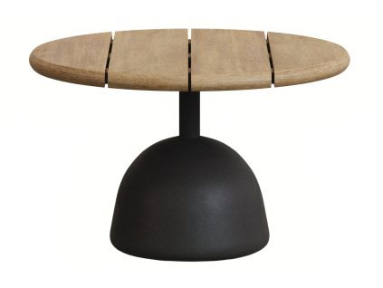 Dřevěný zahradní stolek Kave Home Saura 55 cm s černou podnoží