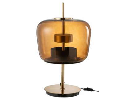 Hnědá skleněná stolní LED lampa J-line Gally
