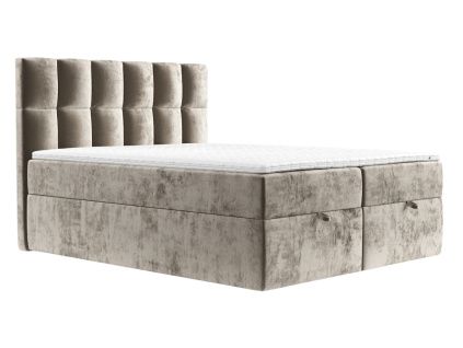 Béžová čalouněná postel ESSENCE 140 x 200 cm, boxspring