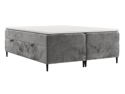 Šedá čalouněná postel boxspring ARAYA 180 x 200 cm