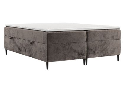 Hnědá čalouněná postel boxspring ARAYA 200 x 200 cm