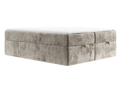 Béžová čalouněná postel boxspring FREJA 200 x 200 cm