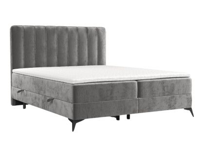 Šedá čalouněná postel boxspring AGGAZ 160 x 200 cm
