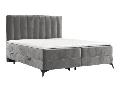 Šedá čalouněná postel boxspring AGGAZ 180 x 200 cm