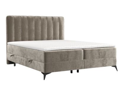 Béžová čalouněná postel boxspring AGGAZ 200 x 200 cm