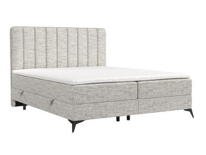 Světle béžová čalouněná postel boxspring AGGAZ 160 x 200 cm