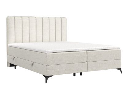 Krémově bílá čalouněná postel boxspring AGGAZ 180 x 200 cm