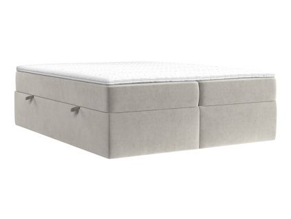 Béžová sametová postel boxspring ASH 180 x 200 cm