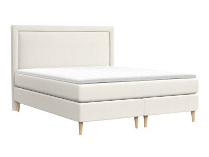 Krémově bílá čalouněná postel boxspring CAVA 160 x 200 cm
