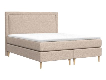 Béžová čalouněná postel boxspring CAVA 180 x 200 cm