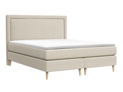 Světle béžová čalouněná postel boxspring CAVA 180 x 200 cm