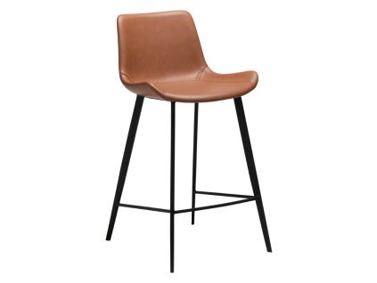 Hnědá koženková barová židle DAN-FORM Hype 65 cm