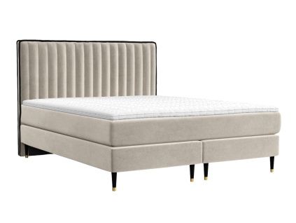 Béžová sametová postel boxspring RHODES 200 x 200 cm