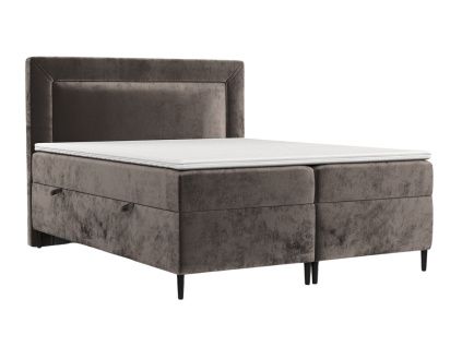 Hnědá čalouněná postel boxspring NOBLE 180 x 200 cm