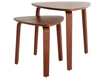 Set dvou ořechových odkládacích stolků TULUA 44 x 43/55 x 56 cm