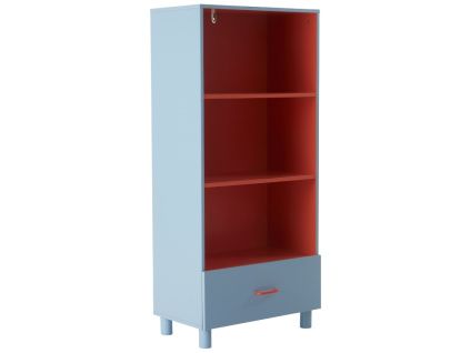 Modro-červená lakovaná dětská knihovna BIBBI 131 x 60 cm