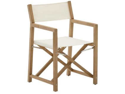 Dřevěná zahradní skládací židle Kave Home Vilara s bílým sedákem