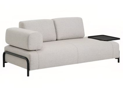 Béžovošedá dvoumístná pohovka Kave Home Compo 200 cm s velkým stolkem