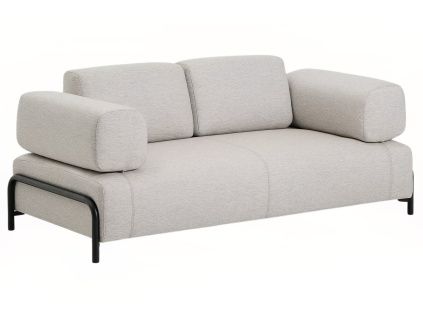 Béžovošedá dvoumístná pohovka Kave Home Compo 200 cm s polštáři