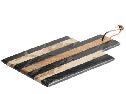 Béžovo-černé mramorové servírovací prkénko kave home Surne 30 x 18 cm