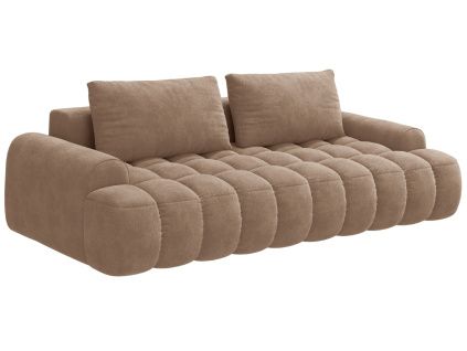 Tmavě béžová sametová rozkládací pohovka Cosmopolitan Design Linz 250 cm