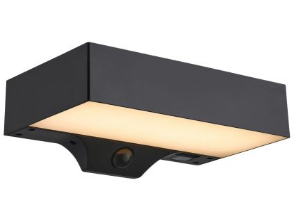 Černé plastové venkovní nástěnné LED světlo Monay Square Solar 22 x 13,9 cm