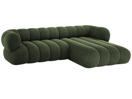 Zelená sametová rohová pohovka Cosmopolitan Design Koge 270 cm, pravá