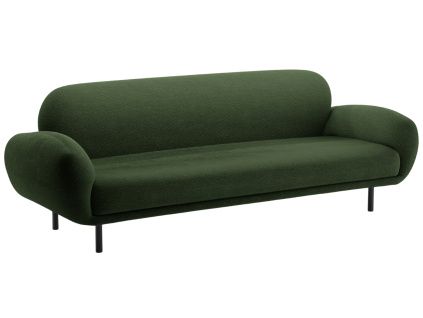Zelená bouclé trojmístná pohovka Micadoni Poppy 208 cm