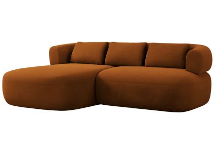 Terakotově oranžová sametová rohová pohovka Windsor & Co Aldrin 200 cm, levá