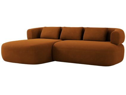 Terakotově oranžová sametová rohová pohovka Windsor & Co Aldrin 225 cm, levá