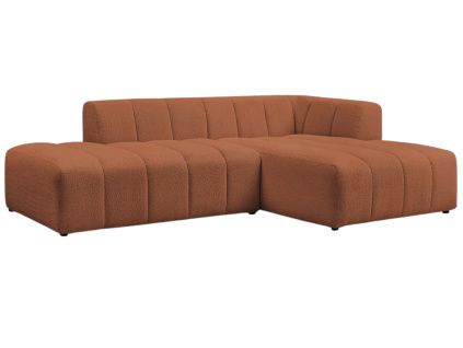 Terakotově oranžová bouclé rohová pohovka Annecy 262 cm, pravá