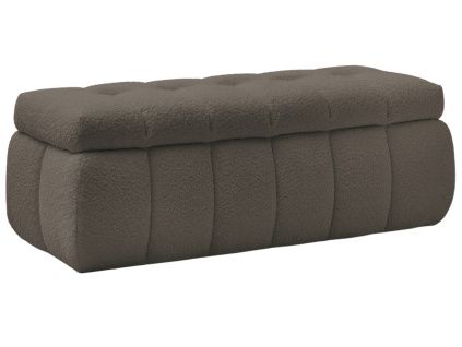 Hnědá bouclé lavice Mont-Blanc 144 cm s úložným prostorem