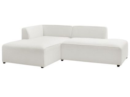 Bílá bouclé rohová pohovka Megeve 250 cm, levá