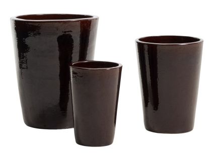 Set tří hnědých zahradních květináčů Rotja ⌀ 26/35/47 cm