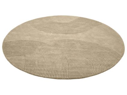 Béžový vlněný kulatý koberec Zen 200 cm